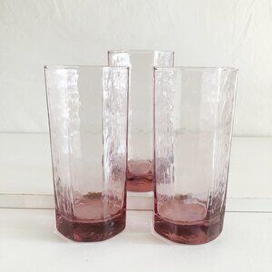 Vintage 80s Mauve Tall Drinking Glasses Tumblers